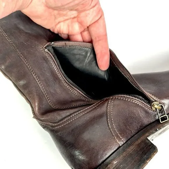 NWOB Montegranaro Area Forte Italy Brown Leather Studded Riding Boots EUR37 US 7